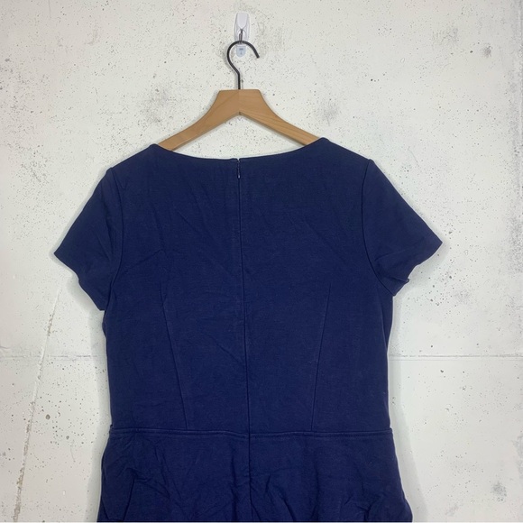 Lafayette Navy Blue Cap Sleeve Peplum Ruffle Dress Size 16 - Picture 7 of 13